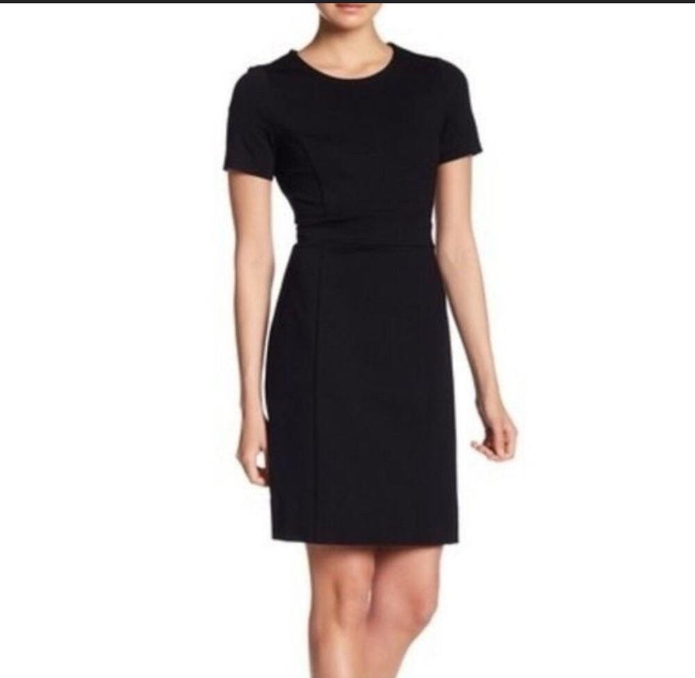 Amanda and Chelsea Black Short Sleeve Shift Dress Sz 6P Career Classic Versatile